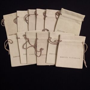 Lot of 12 Medium David Yurman Beige Jewelry Drawstring Bags 4.25"L X 3.25"W